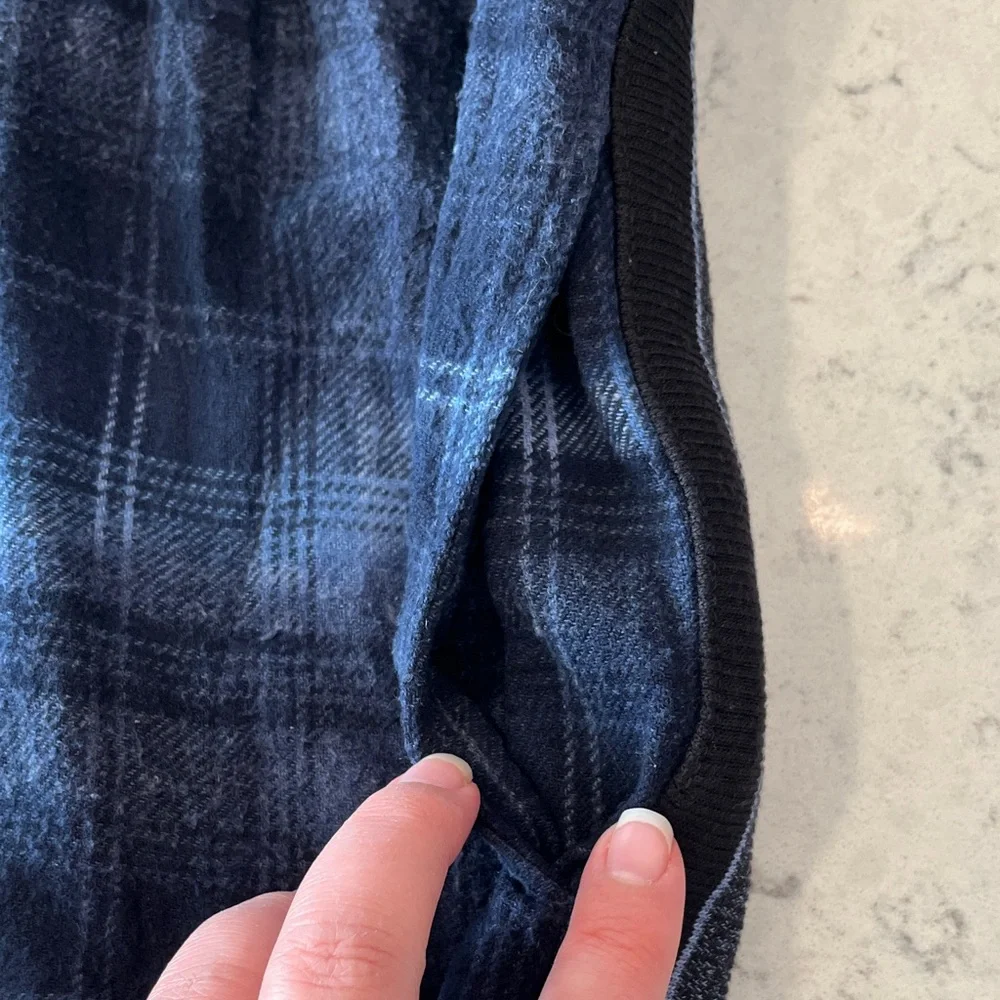 Free People Navy Plaid Shirt Jacket